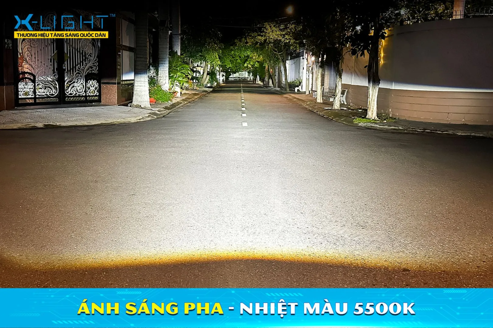 Vùng sáng Pha nhiệt màu 5500K của X-Light V20 Square sau khi căn chỉnh.