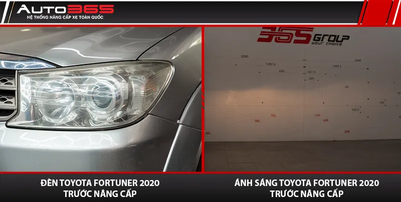 Đèn chính bóng Halogen của Toyota Fortuner trước khi nâng cấp bi LED