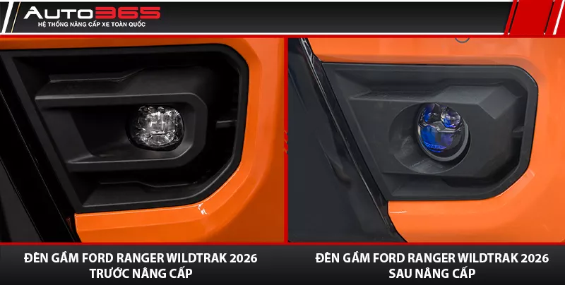 Vị trí lắp X-Light F10 Turbo V2 trên Ford Ranger Wildtrak 2026