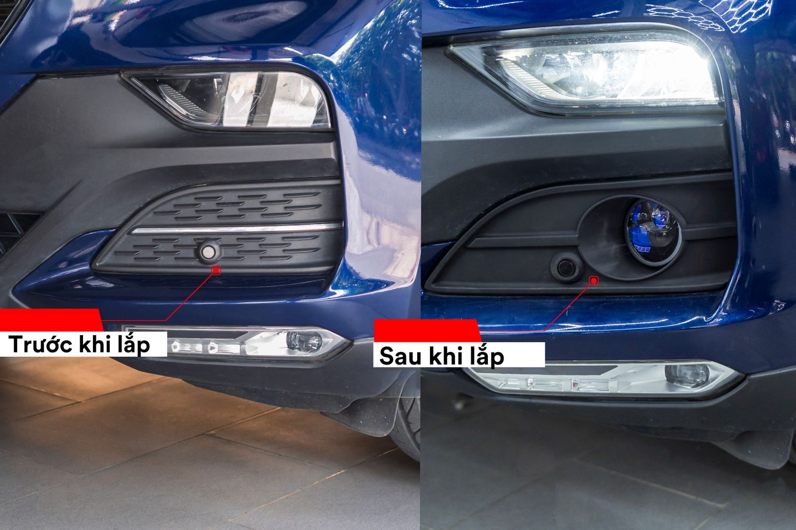 Hình ảnh trước và sau khi X-Light F10 Turbo V2 lắp trên VinFast Lux SA2.0