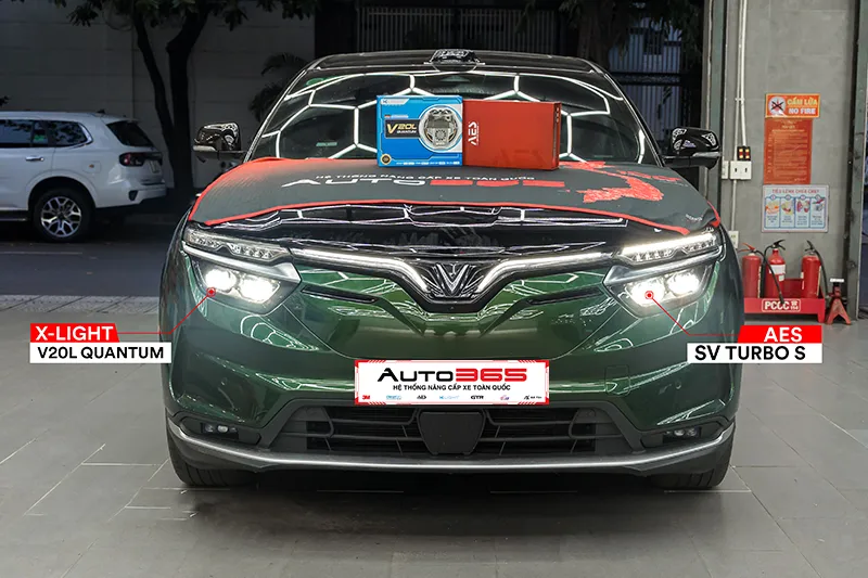VinFast VF 8 2024 Plus lắp combo bi LED V20L Quantum và AES SV Turbo S tại Auto365