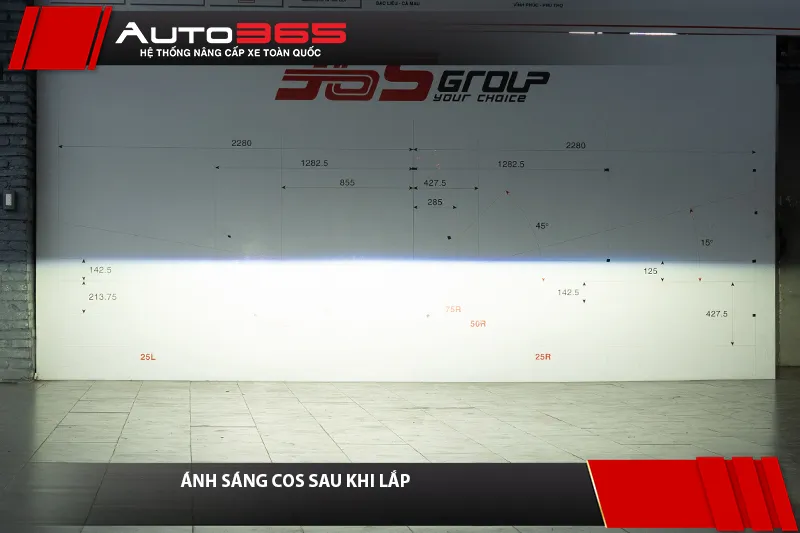 Ánh sáng Cos VinFast VF 8 sau khi lắp combo V20L Quantum và AES SV Turbo S