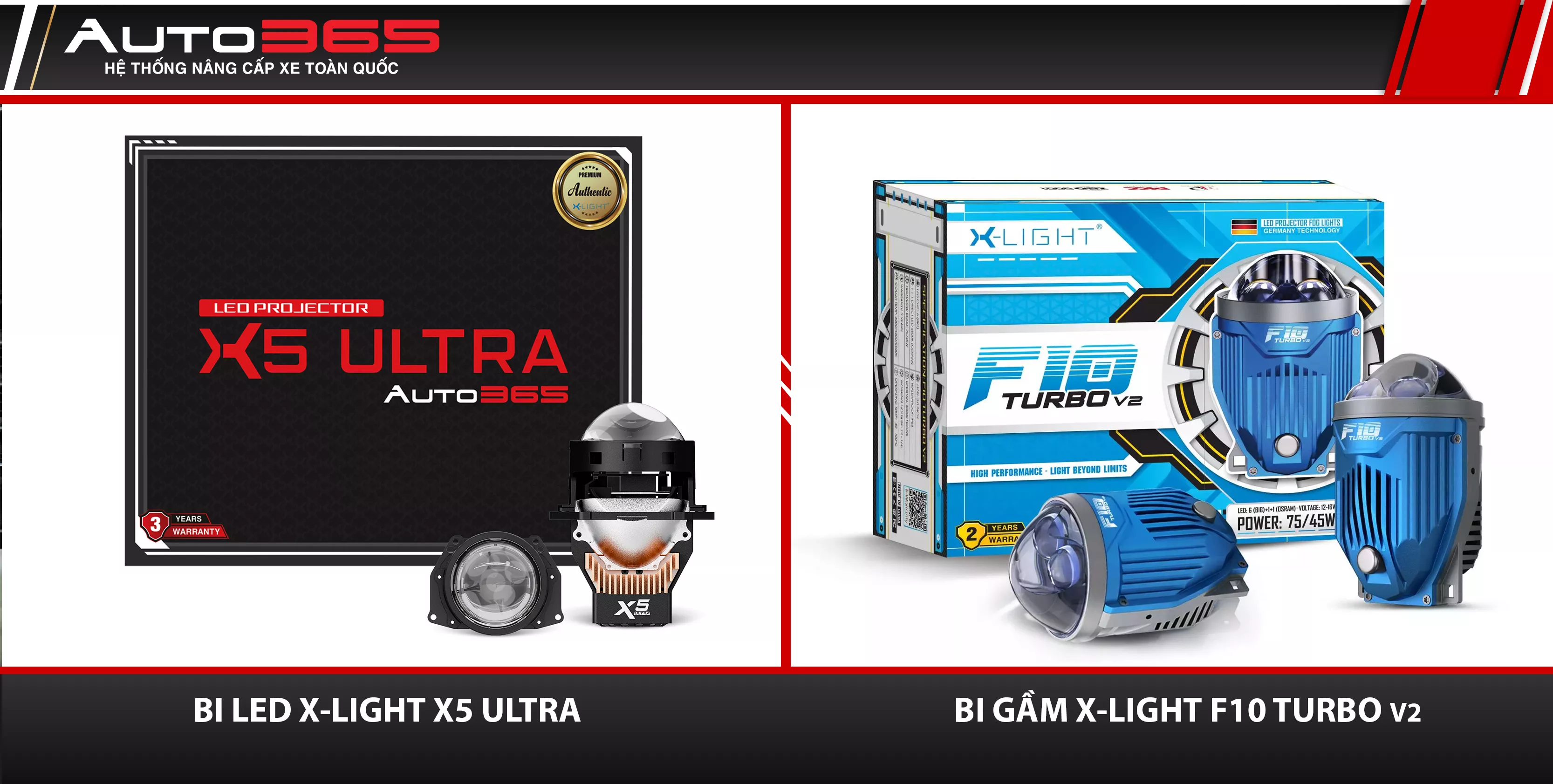 X-Light X5 Ultra và X-Light F10 Turbo V2 dùng cho Toyota Fortuner 2018