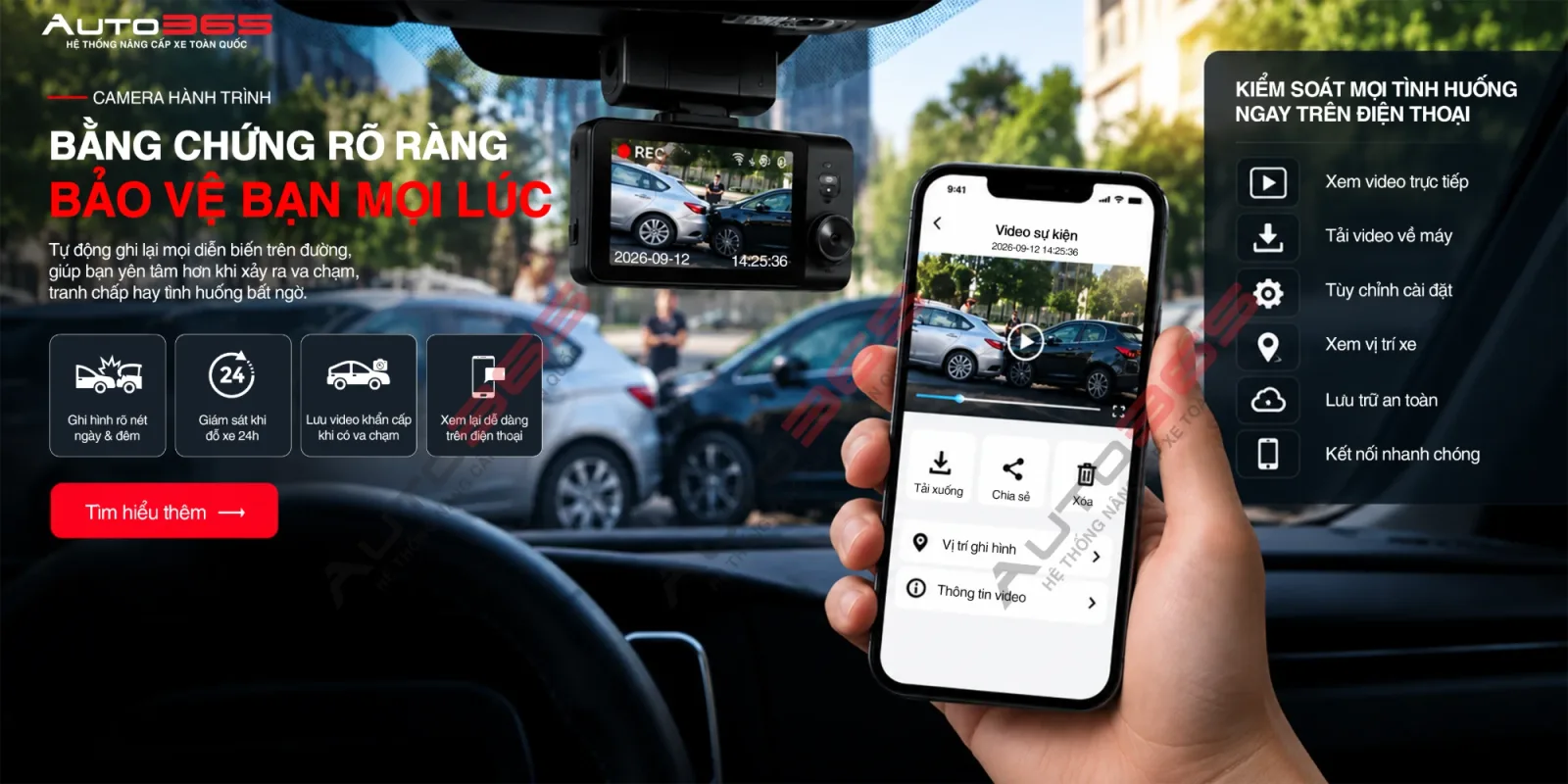 Camera hành trình ghi bằng chứng rõ ràng, bảo vệ bạn mọi lúc