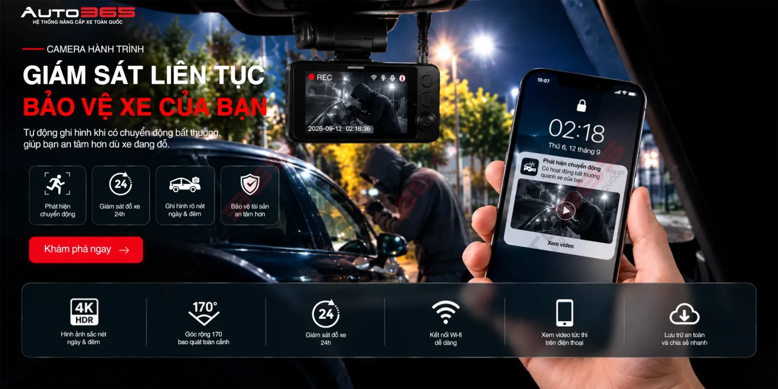 Camera hành trình giám sát liên tục, bảo vệ xe của bạn