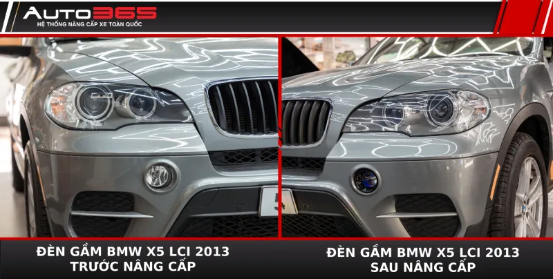 So sánh khu vực đèn gầm BMW X5 LCI 2013 trước và sau nâng cấp.