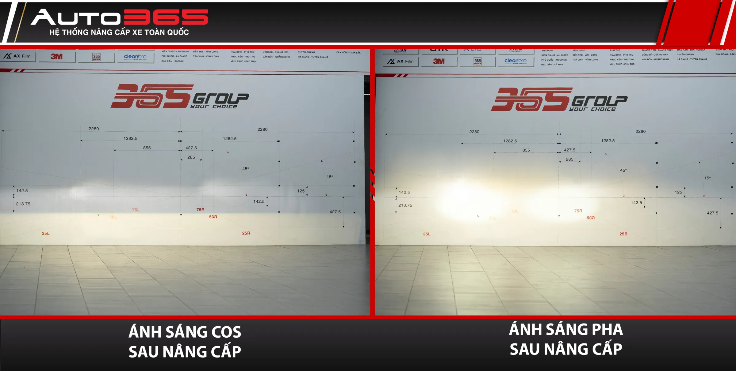 Hình ảnh vùng sáng Cos và Pha trên Kia Carens 2023 sử dụng AES SV 3.0 Max.