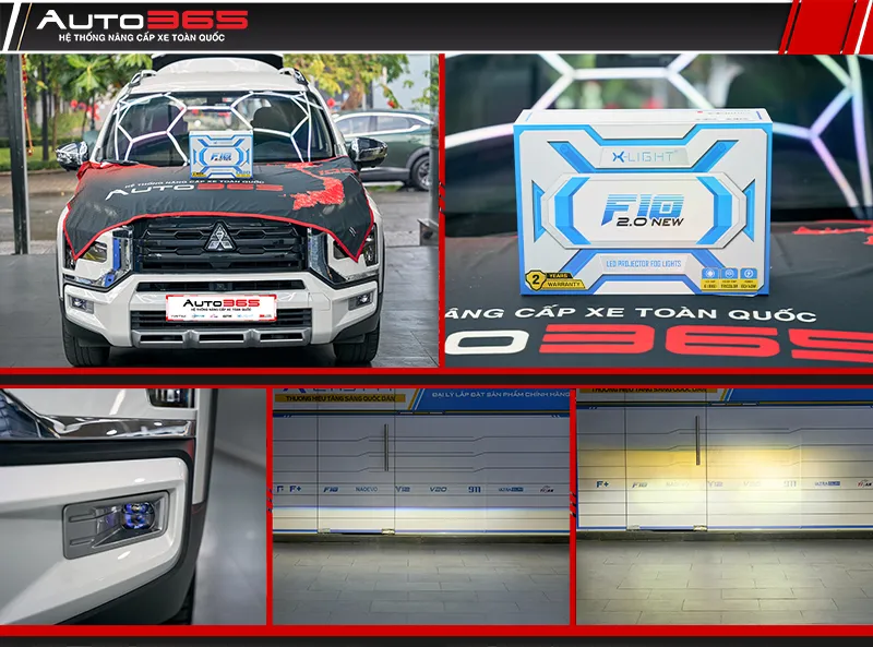 Hình tổng hợp Xpander Cross 2023, sản phẩm F10 2.0 New và vùng sáng.