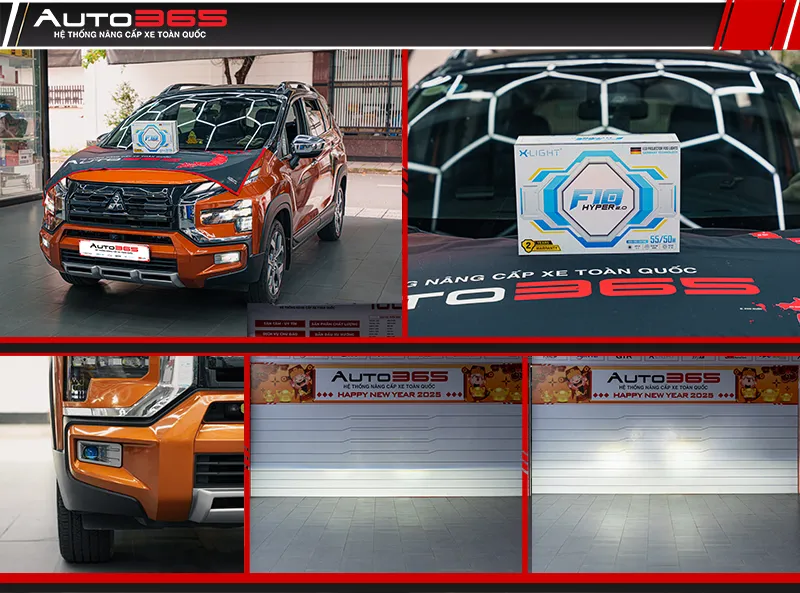 Hình tổng hợp Xpander Cross 2025, F10 Hyper 2.0 và vùng sáng.