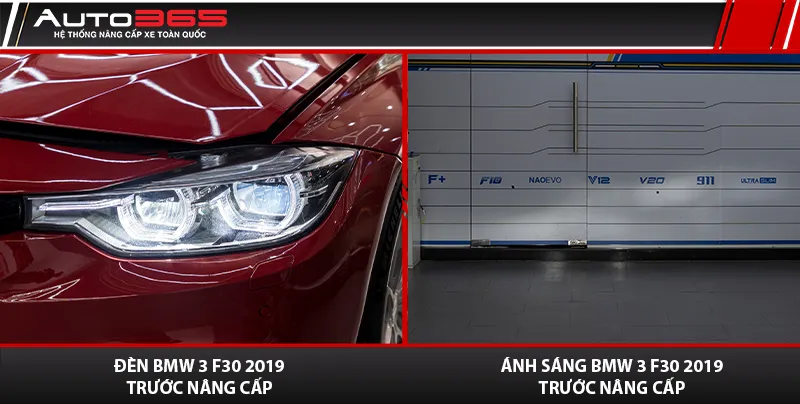 Cụm đèn Adaptive LED và ánh sáng nguyên bản của BMW 3 F30 2019 trước nâng cấp