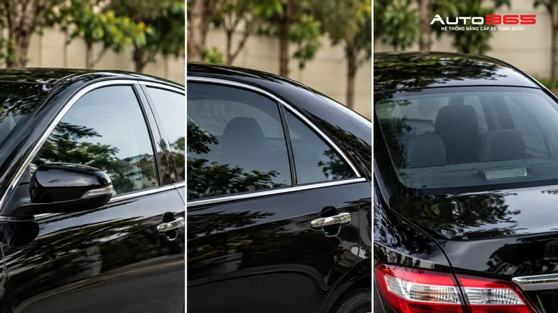 Các vị trí kính sườn trước, kính sườn sau và kính lưng Toyota Camry