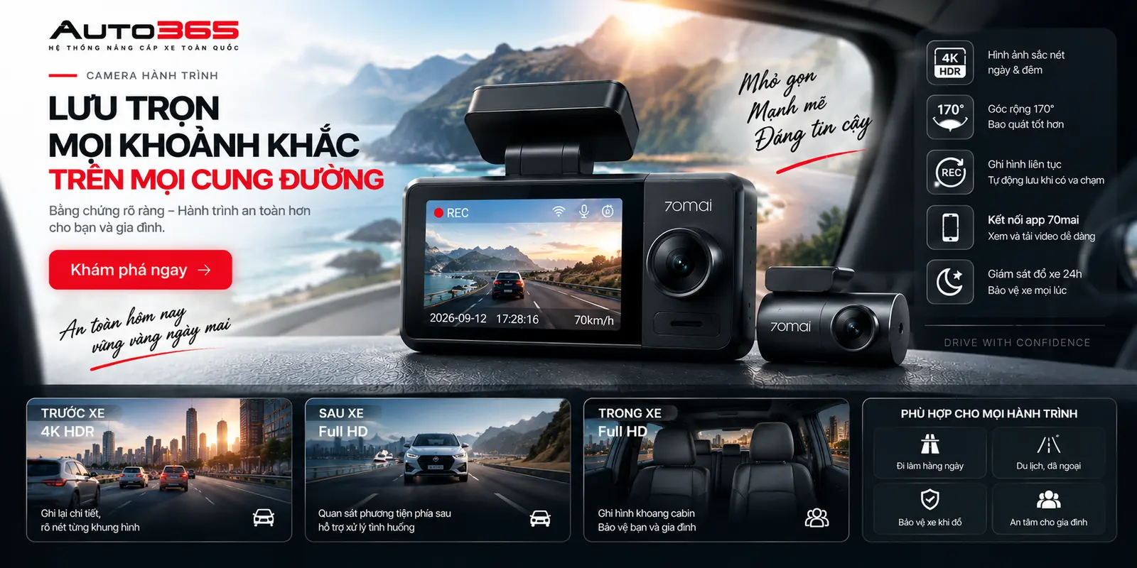 Camera hành trình lưu trọn mọi khoảnh khắc trên mọi cung đường