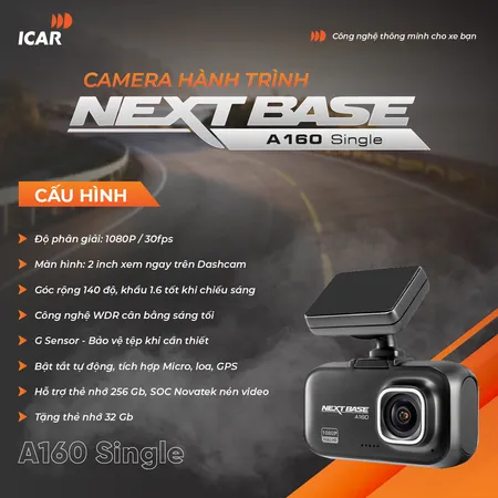CAMERA HÀNH TRÌNH NEXTBASE A160 SINGLE DASHCAM