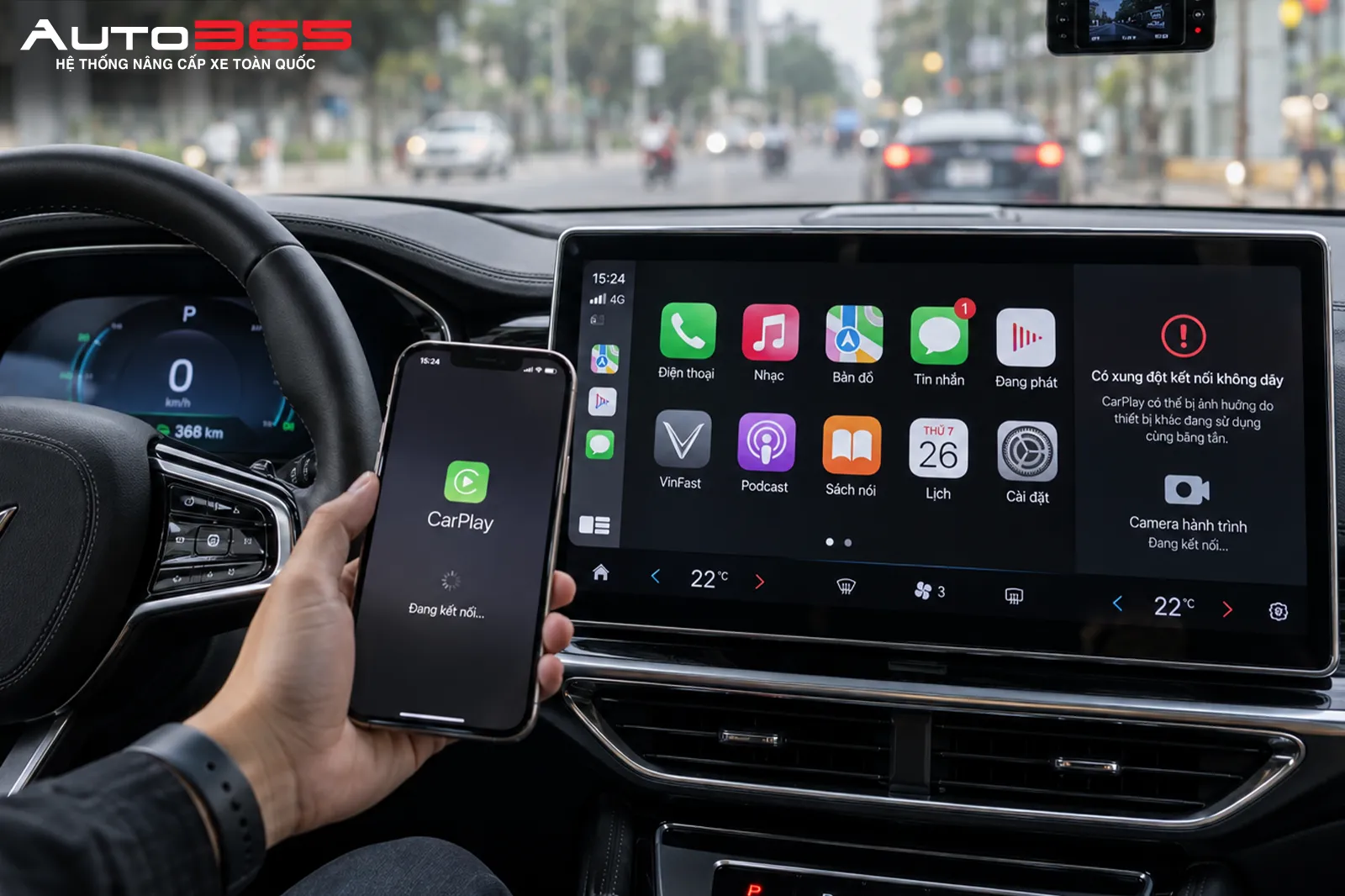 CarPlay hoặc Android Auto không dây có thể làm gián đoạn kết nối Wi-Fi camera hành trình