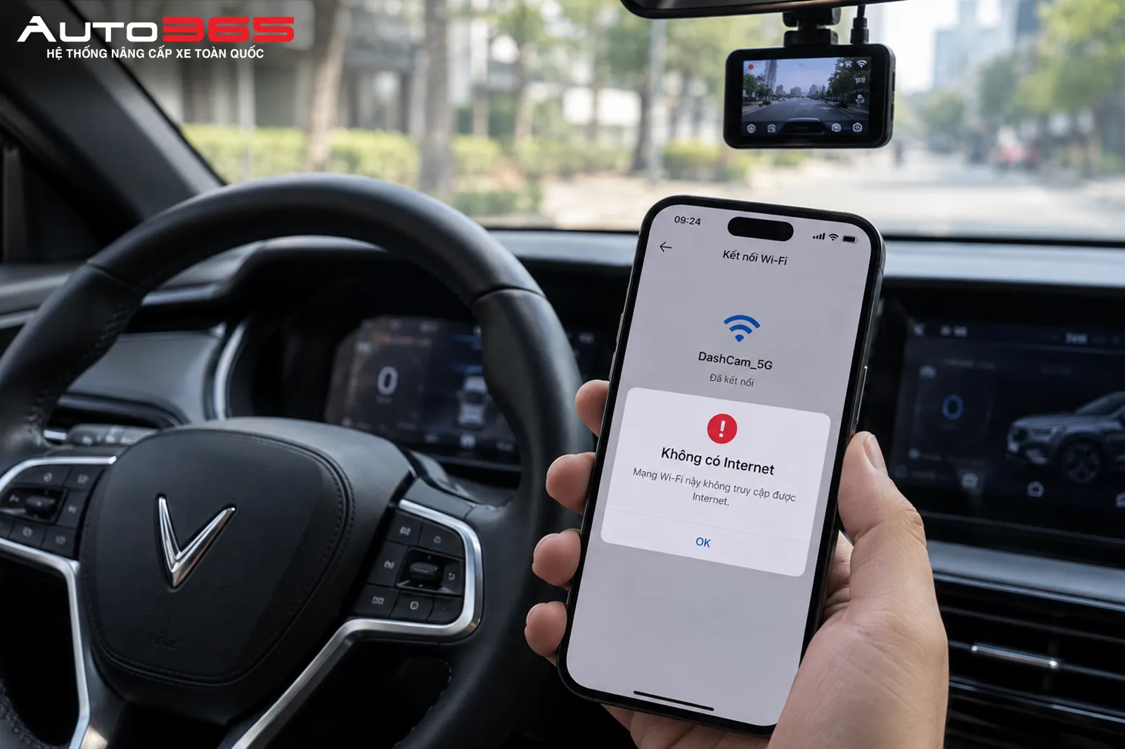 Điện thoại báo Wi-Fi camera hành trình không có Internet khi kết nối trong xe