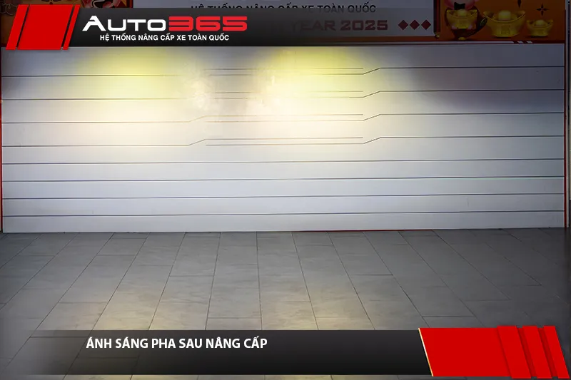 Ảnh ghi nhận bổ sung vùng sáng trên bảng căn chỉnh sau lắp.