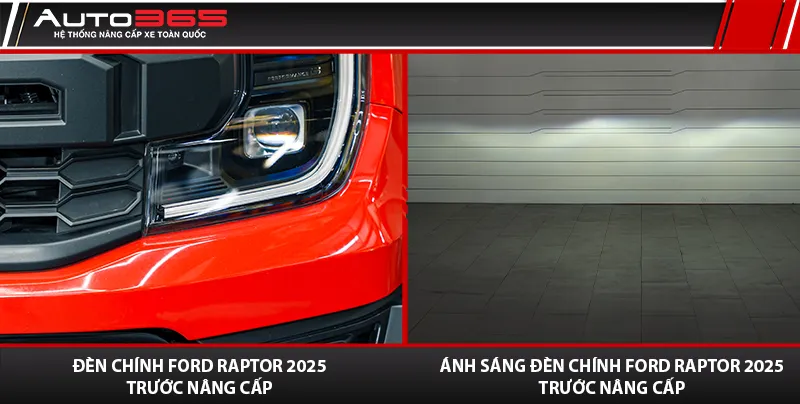 Cụm đèn chính LED nguyên bản của Raptor 2025 trước nâng cấp