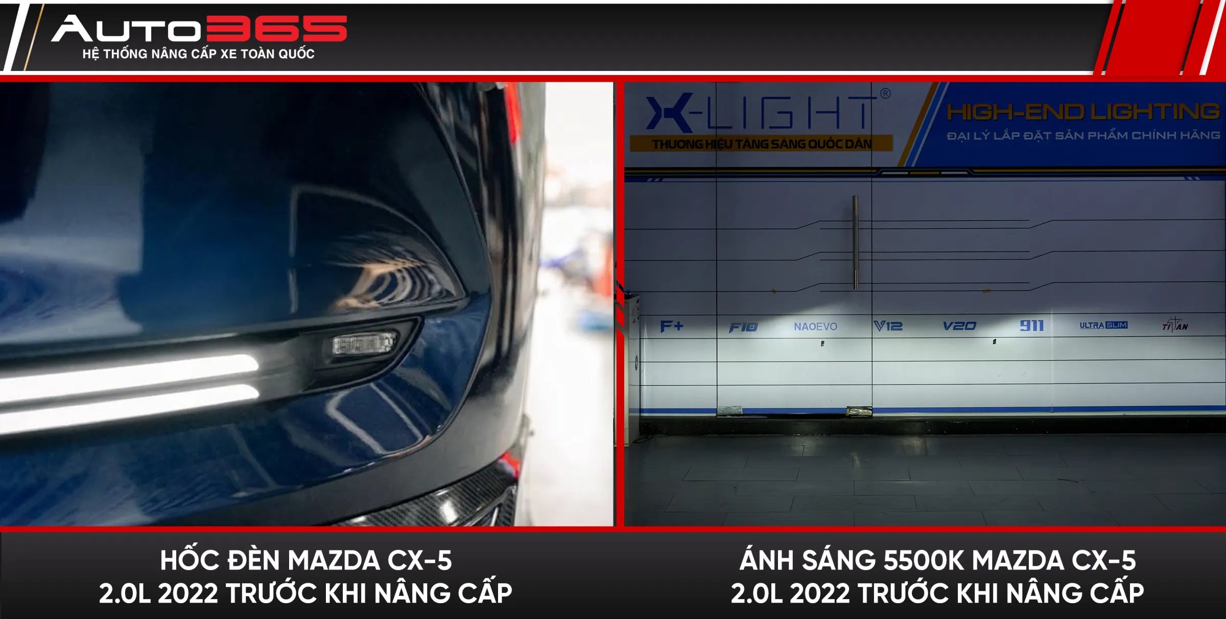 Ngoại quan đèn gầm và vùng sáng trước nâng cấp trên Mazda CX-5 2022.