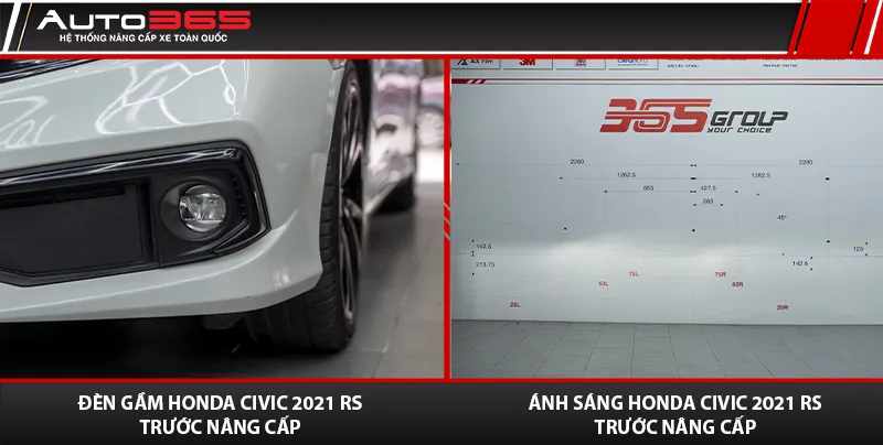 Ánh sáng và đèn gầm nguyên bản của Civic 2021 RS có vết nứt chân chim ở một bên