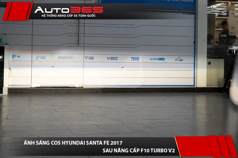 Vùng sáng Cos của bi gầm bản 4300K sau căn chỉnh trên Santa Fe 2017.