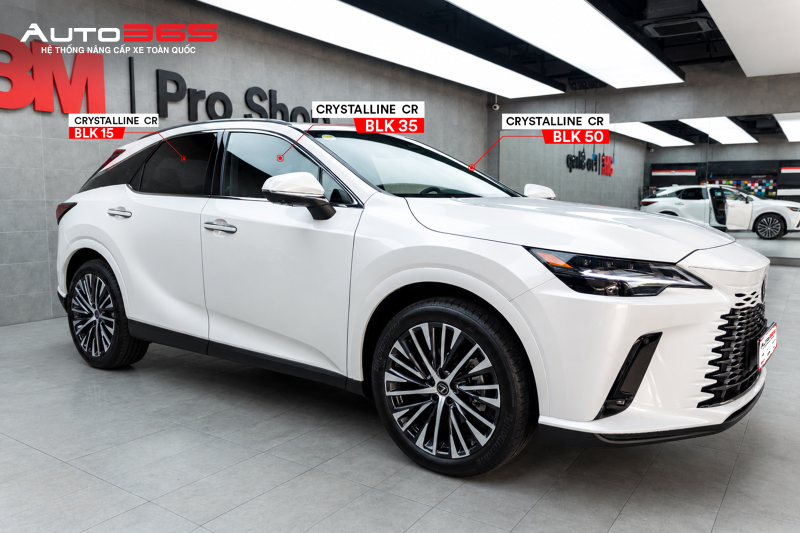 Lexus RX350 trong hồ sơ sử dụng CR BLK 50 ở kính lái, CR BLK 35 ở kính hông trước và CR BLK 15 cho các vùng kính phía sau