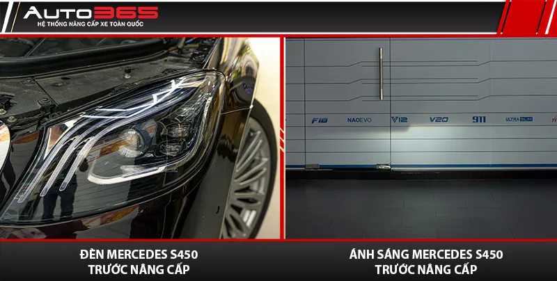 Cận cảnh cụm đèn chính và ánh sáng trước nâng cấp trên chiếc Mercedes