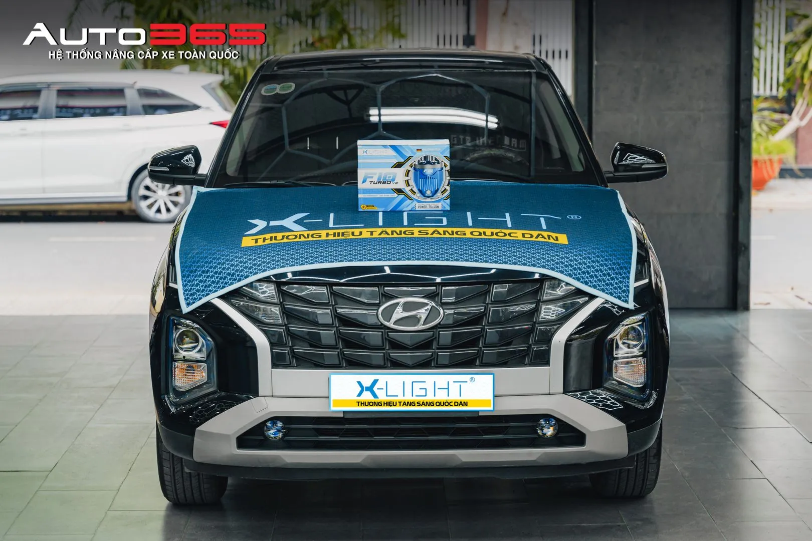 Góc chính diện cho thấy vị trí hai bi gầm sau khi hoàn thiện trên Hyundai Creta.