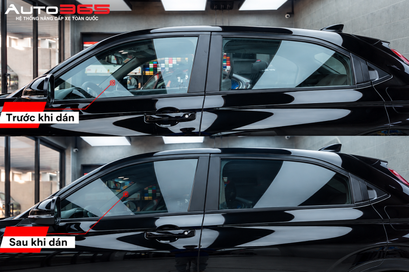 Ngoại quan kính sườn Honda HR-V trước và sau khi dán phim 3M