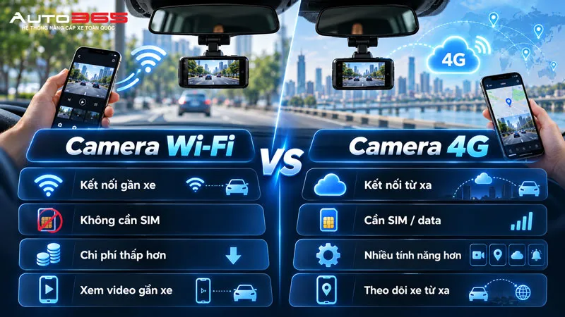 So sánh camera hành trình 4G và Wi-Fi