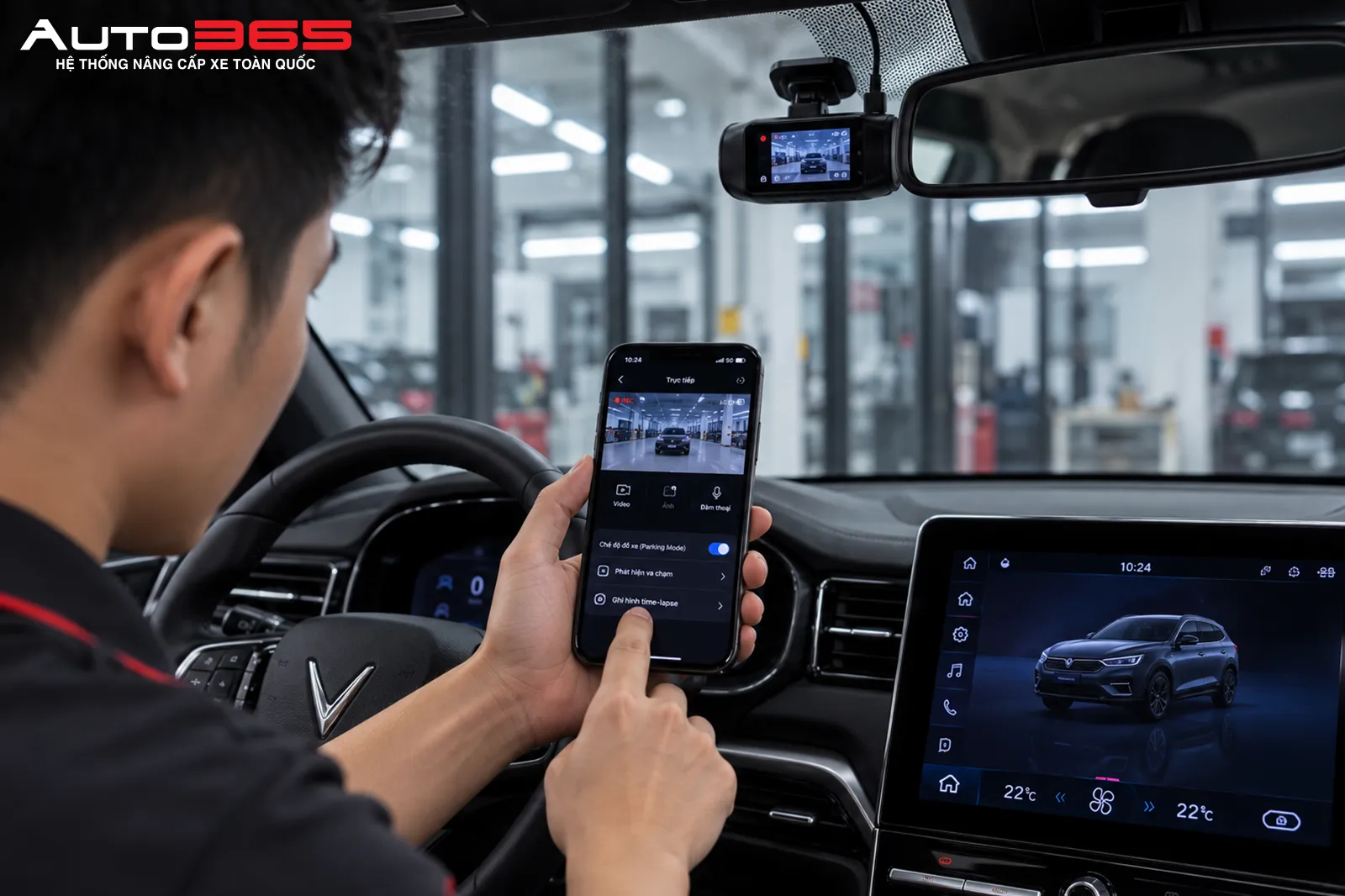 Kiểm tra parking mode camera hành trình sau khi lắp