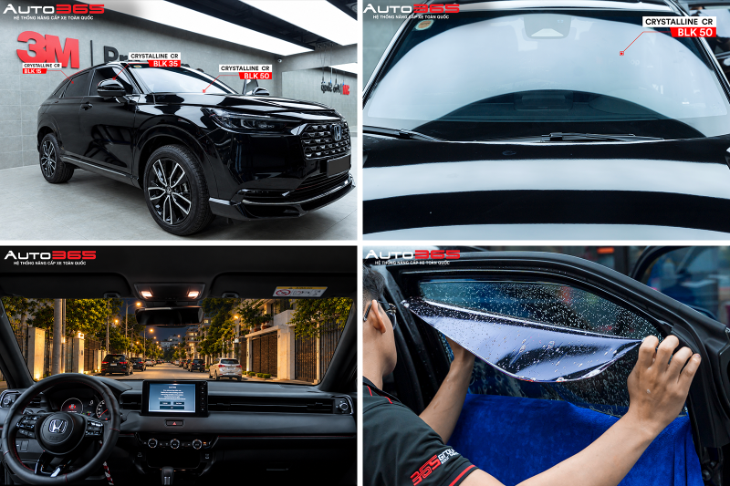 Hình 6. Thực tế xe Honda HR-V đen dán gói 3M Crystalline CR BLK – Phối CR BLK 50 cho kính lái, CR BLK 35 cho sườn trước và CR BLK 15 cho sườn sau