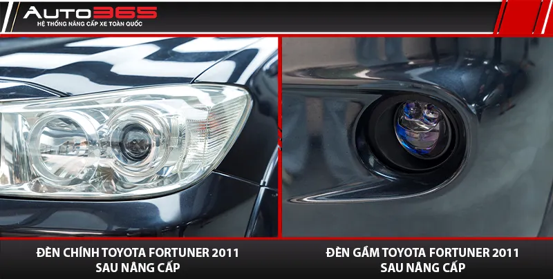 Đèn chính và đèn gầm Toyota Fortuner 2011 sau khi nâng cấp
