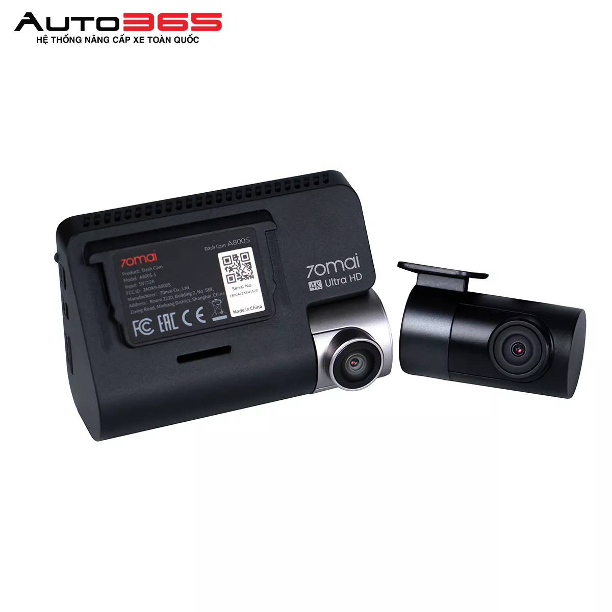 CAMERA HÀNH TRÌNH XIAOMI 70MAI A800S 4K FULL HD (BẢN FULL CAMERA TRƯỚC VÀ SAU) - Hình 2