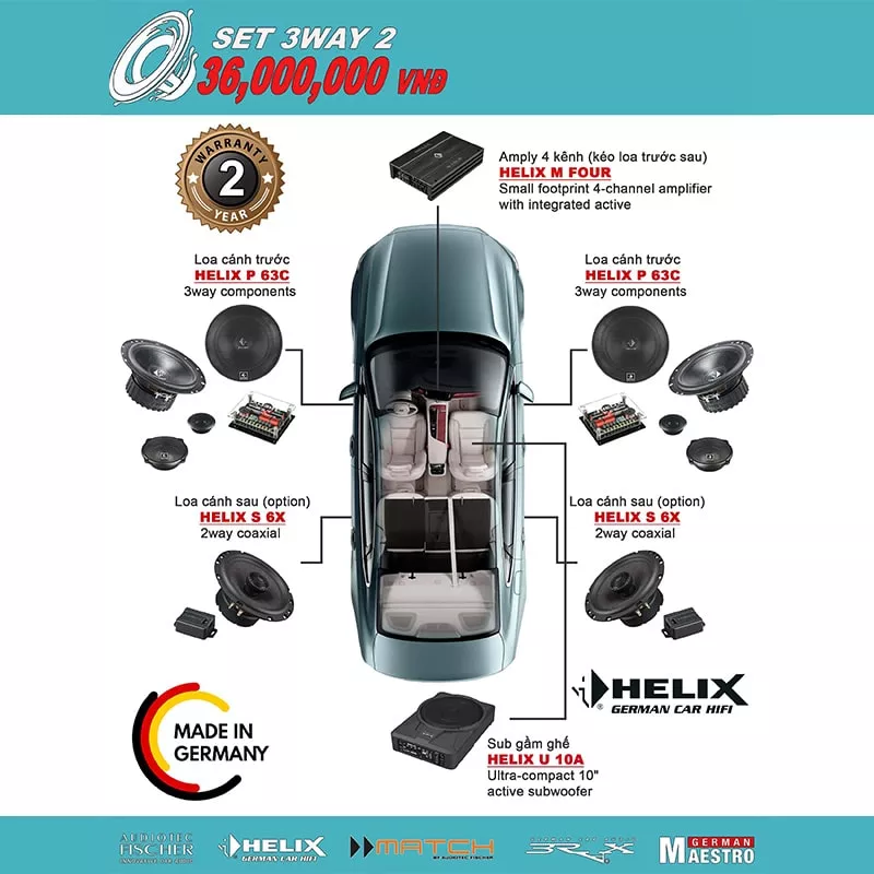 CẤU HÌNH SET ÂM THANH 3WAY 2 HELIX MADE IN GERMANY - Hình 1