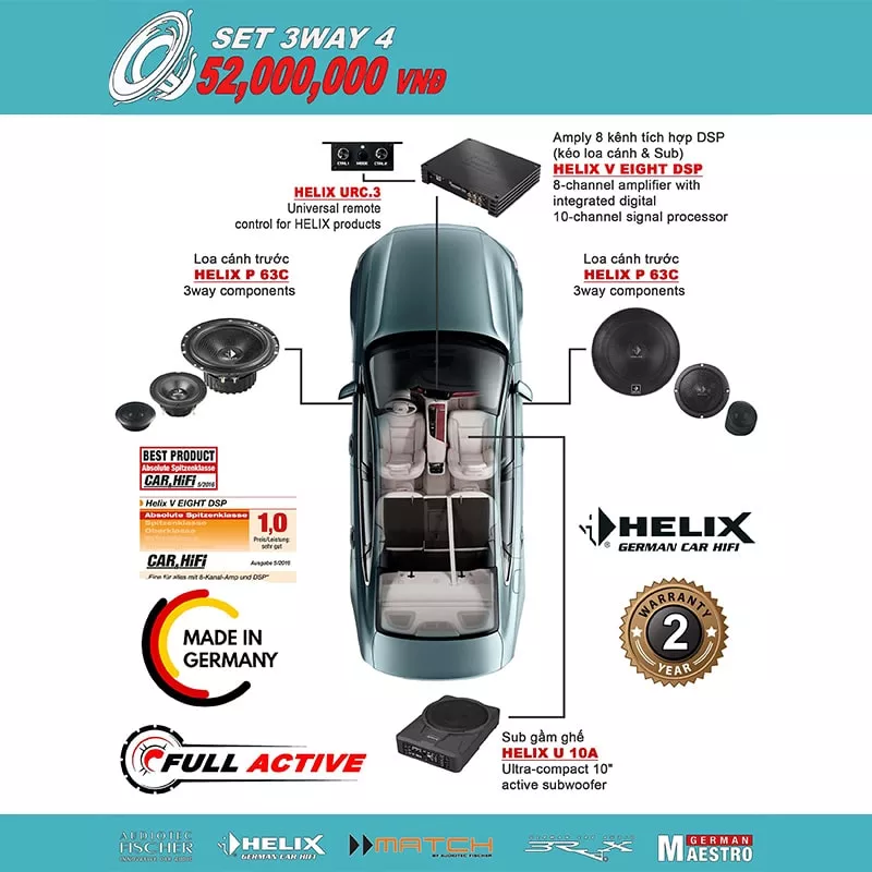 CẤU HÌNH SET ÂM THANH 3WAY 4 HELIX MADE IN GERMANY - Hình 1