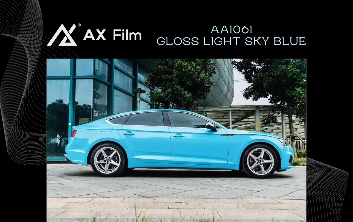 AX WRAP FILM GLOSS LIGHT SKY BLUE –XANH BẦU TRỜI BÓNG NHẸ AUDI - Hình 1