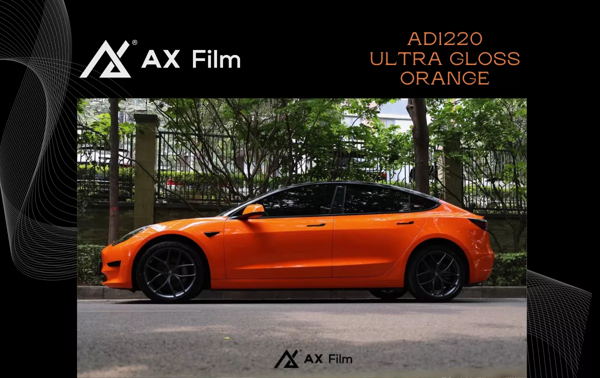 AX WRAP FILM ULTRA GLOSS ORANGE - CAM SIÊU BÓNG TESLA MODEL 3 - Hình 1