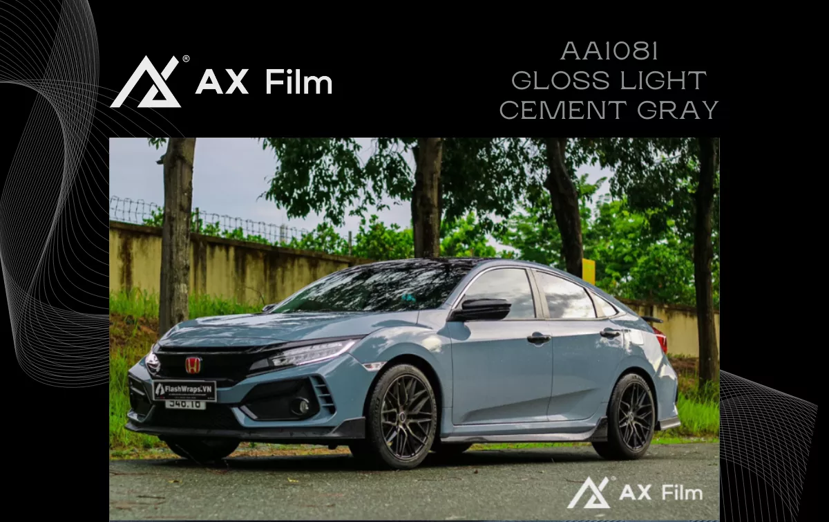 AX WRAP FILM GLOSS LIGHT CEMENT GRAY – XI MĂNG SÁNG BÓNG - HONDA CIVIC - Hình 1