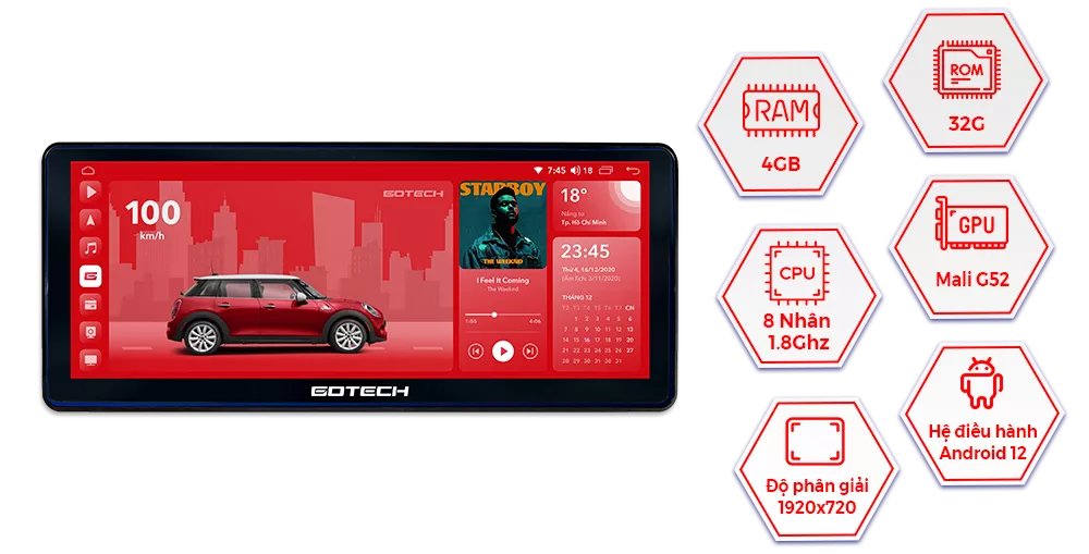 MÀN HÌNH Ô TÔ THÔNG MINH GOTECH GT12.3I - Hình 2