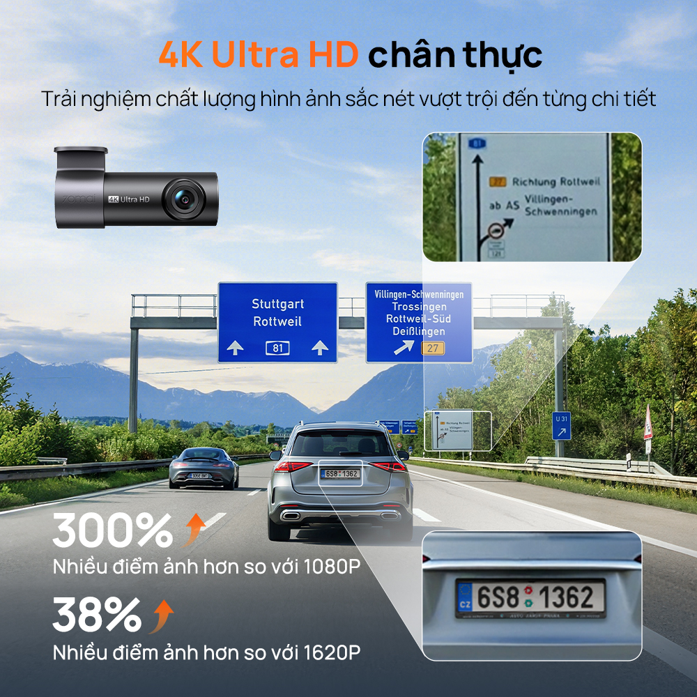 Camera hành trình 70mai M310 Plus 4K, ống kính xoay 360° - Hình 2