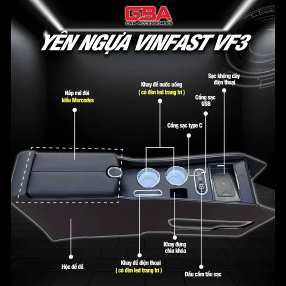 BỆ TỲ TAY YÊN NGỰA GBA CHO VINFAST VF3 - Hình 1