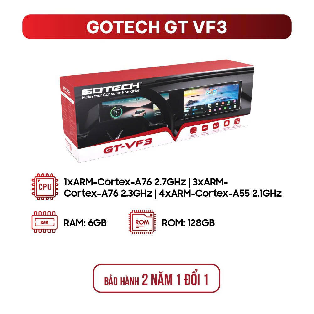 Màn hình ô tô thông minh Gotech GT VF3 Dual IPS 10.33 inch