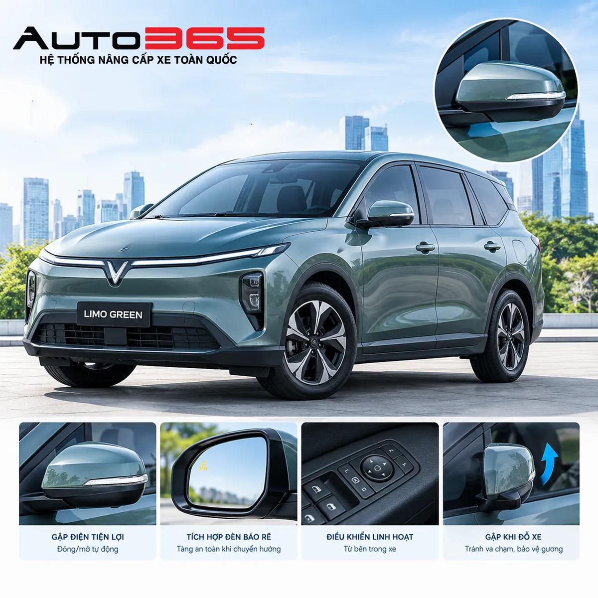 Gương điện xi nhan LED MPV7 GBA cho VinFast Limo Green / MPV7 - Hình 2