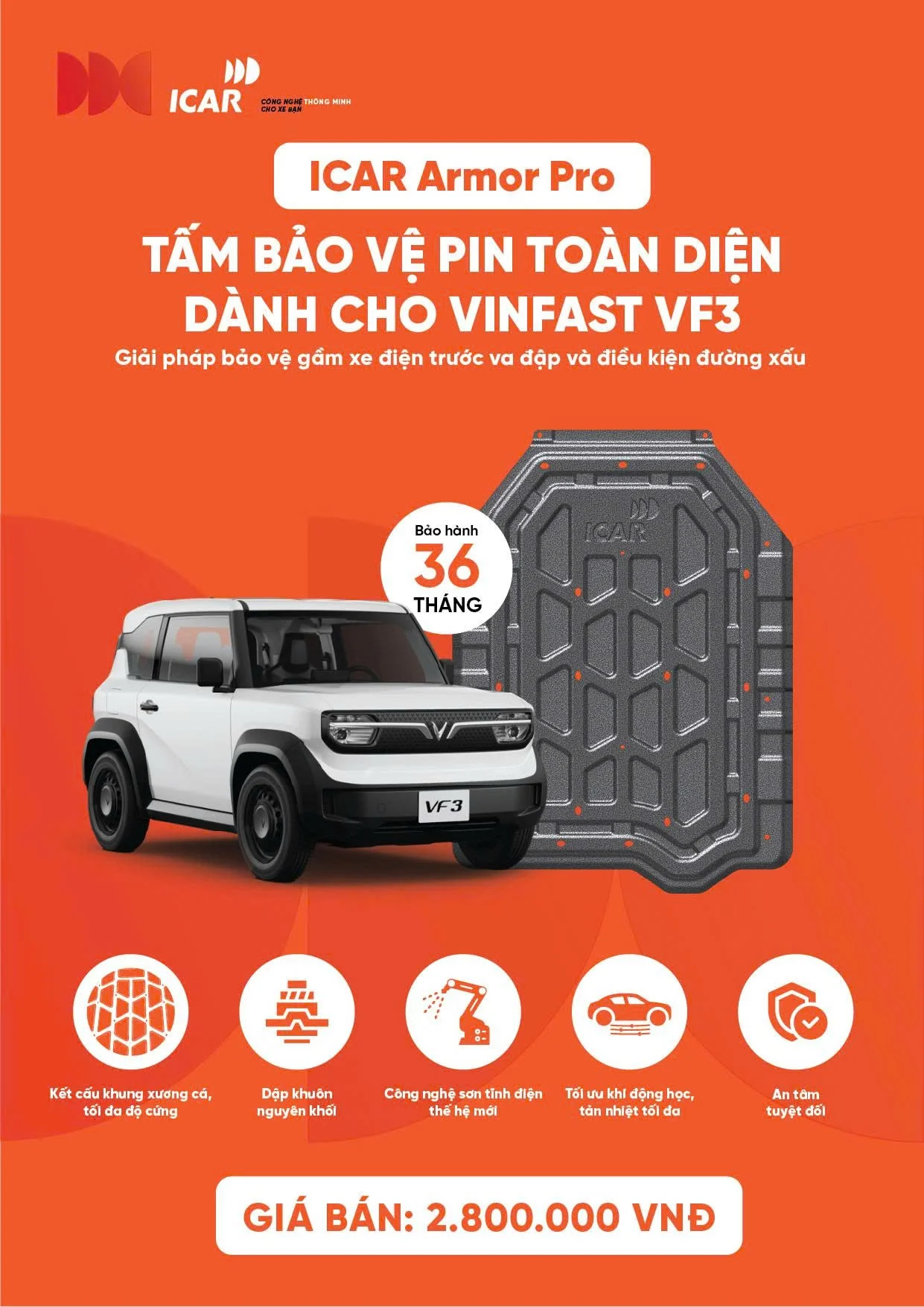 Tài liệu sản phẩm tấm bảo vệ pin ICAR Armor Pro cho VinFast VF3