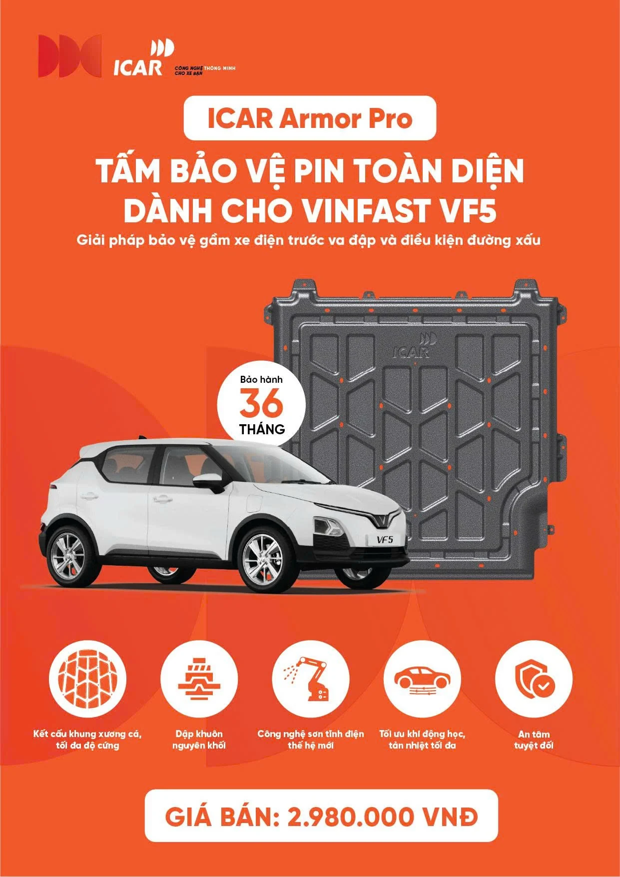 Tài liệu sản phẩm tấm bảo vệ pin ICAR Armor Pro cho VinFast VF5