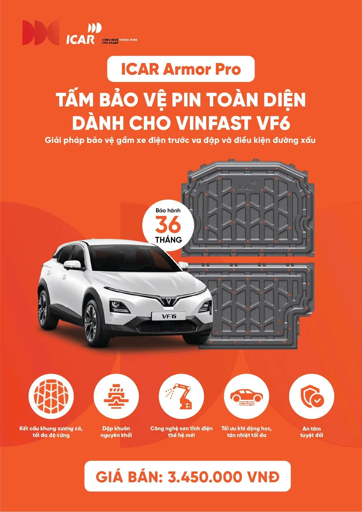 Tài liệu sản phẩm tấm bảo vệ pin ICAR Armor Pro cho VinFast VF6
