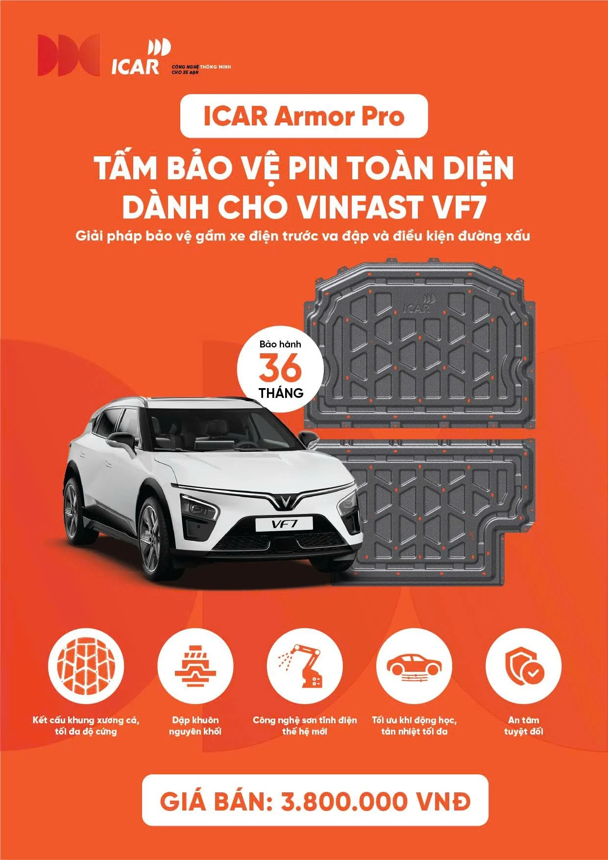 Tài liệu sản phẩm tấm bảo vệ pin ICAR Armor Pro cho VinFast VF7