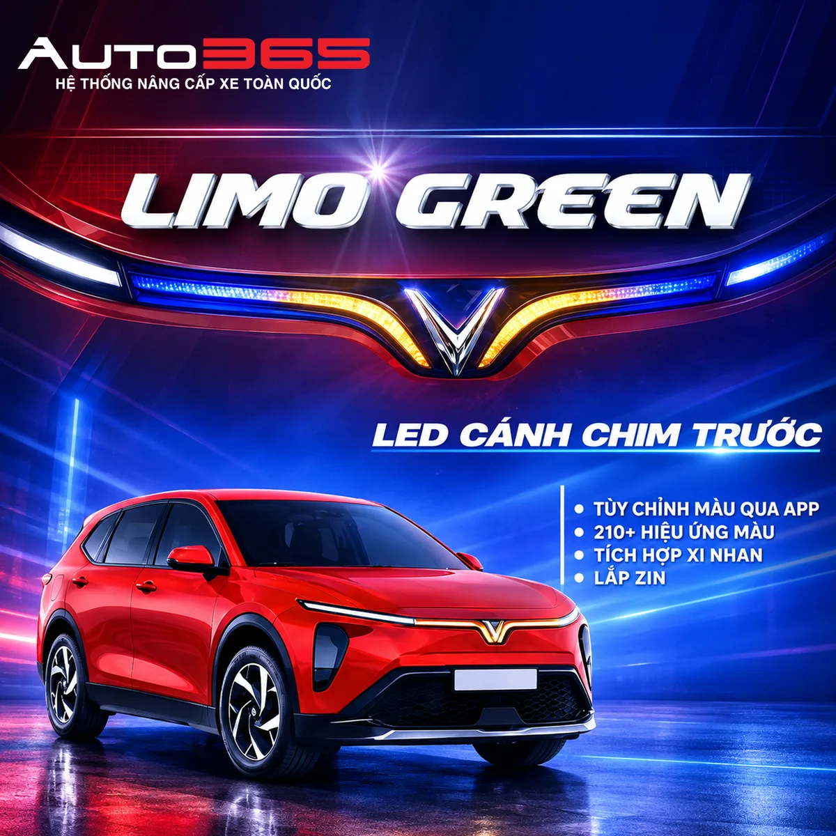 Poster LED cánh chim phía trước GBA cho VinFast Limo Green / MPV7