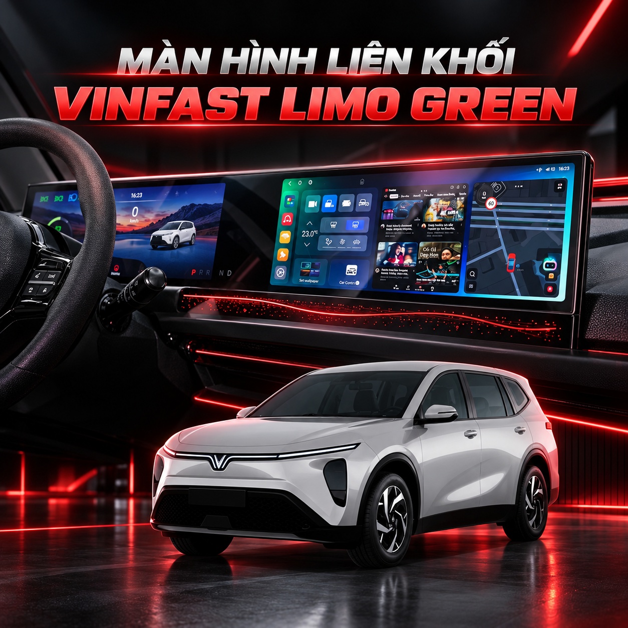 Màn hình liền khối GBA 24,6 inch cho VinFast Limo Green MPV7