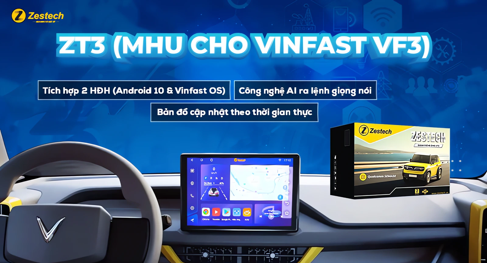 MHU Android Zestech ZT3 cho màn hình zin VinFast VF3
